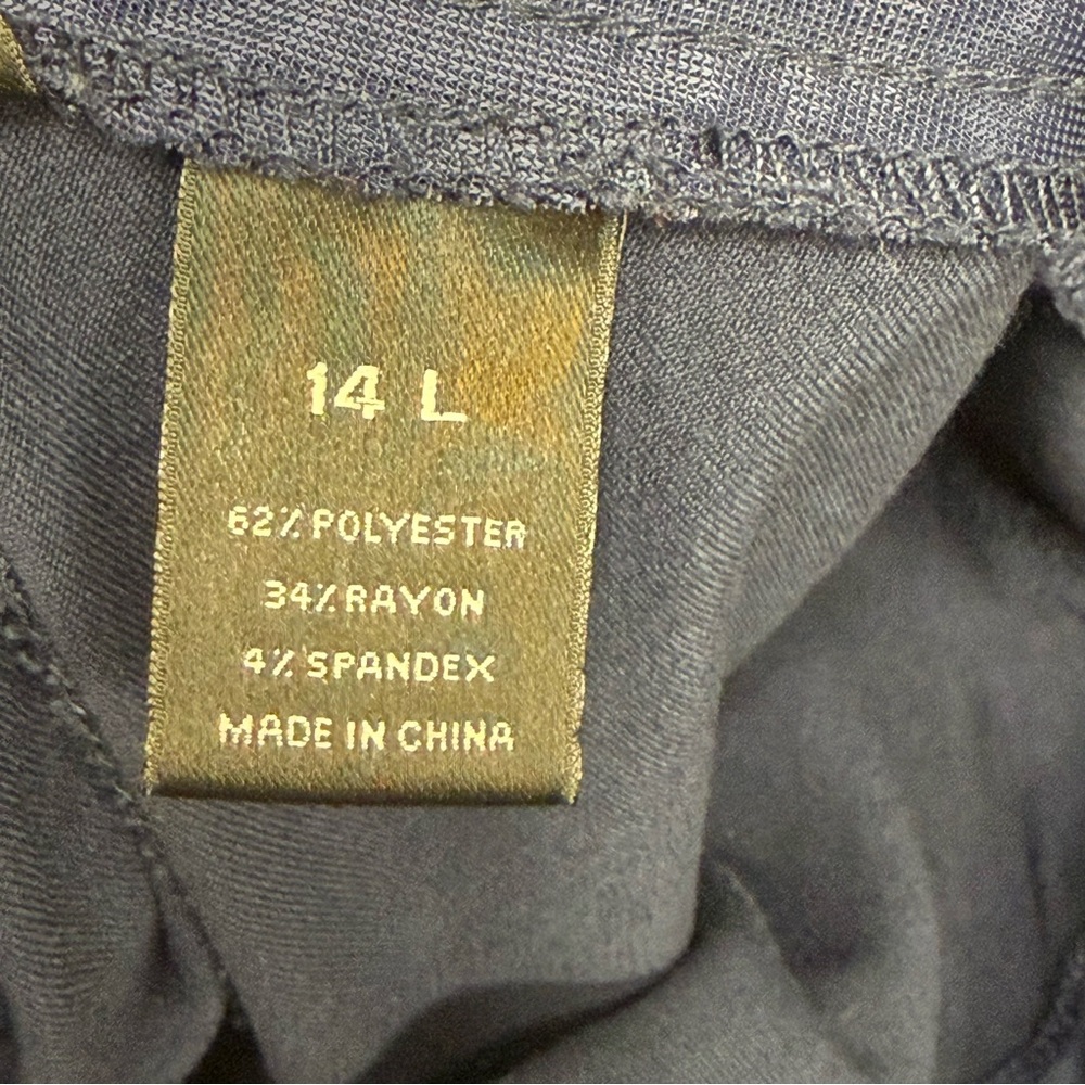 Investments Navy Stretch Dress Pants 14L Wide Leg Career Office Chic - Picture 7 of 9
